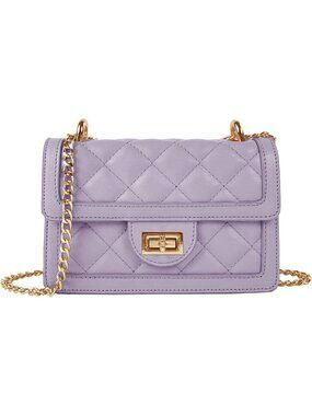Women's Lavender Small Quilted Imported Cross Body Mini Shoulder Bag Purse